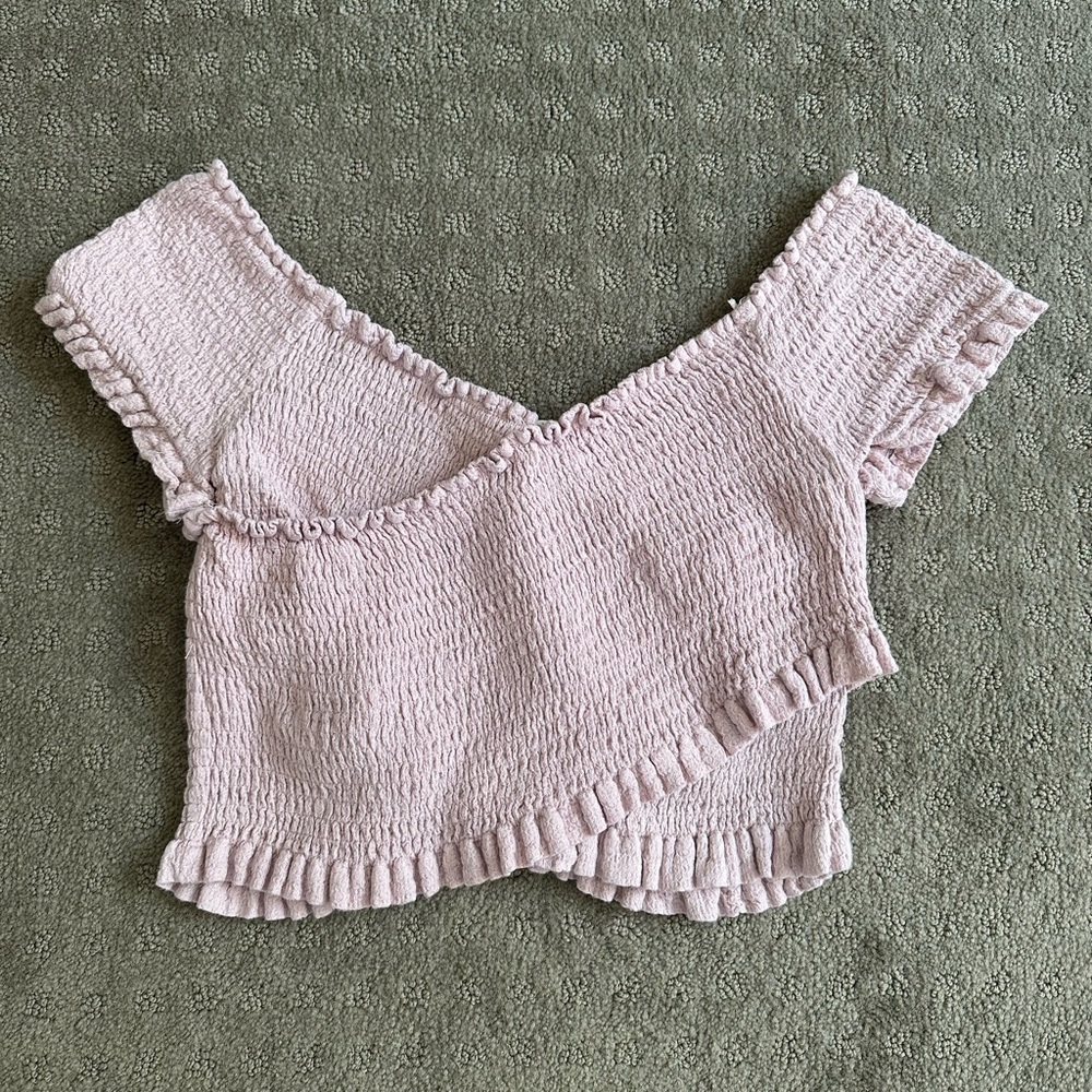 Light Purple Smocked Crop Top - M